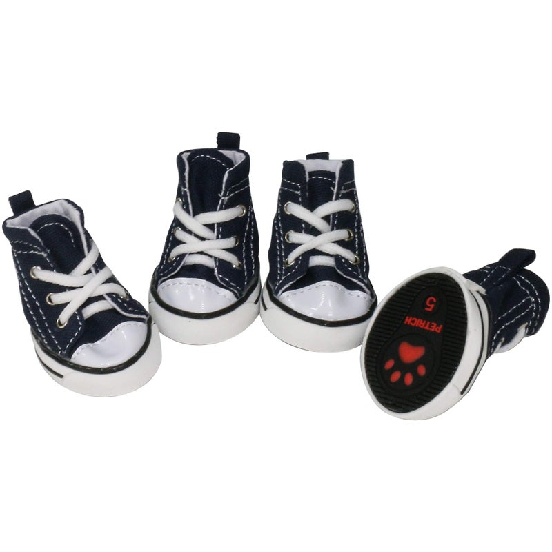 URBEST 4 Pcs Pet Dog Puppy Canvas Sport Shoes, Sneaker Boots, Outdoor Nonslip Causal Shoes (5#, Blue) - Image 1